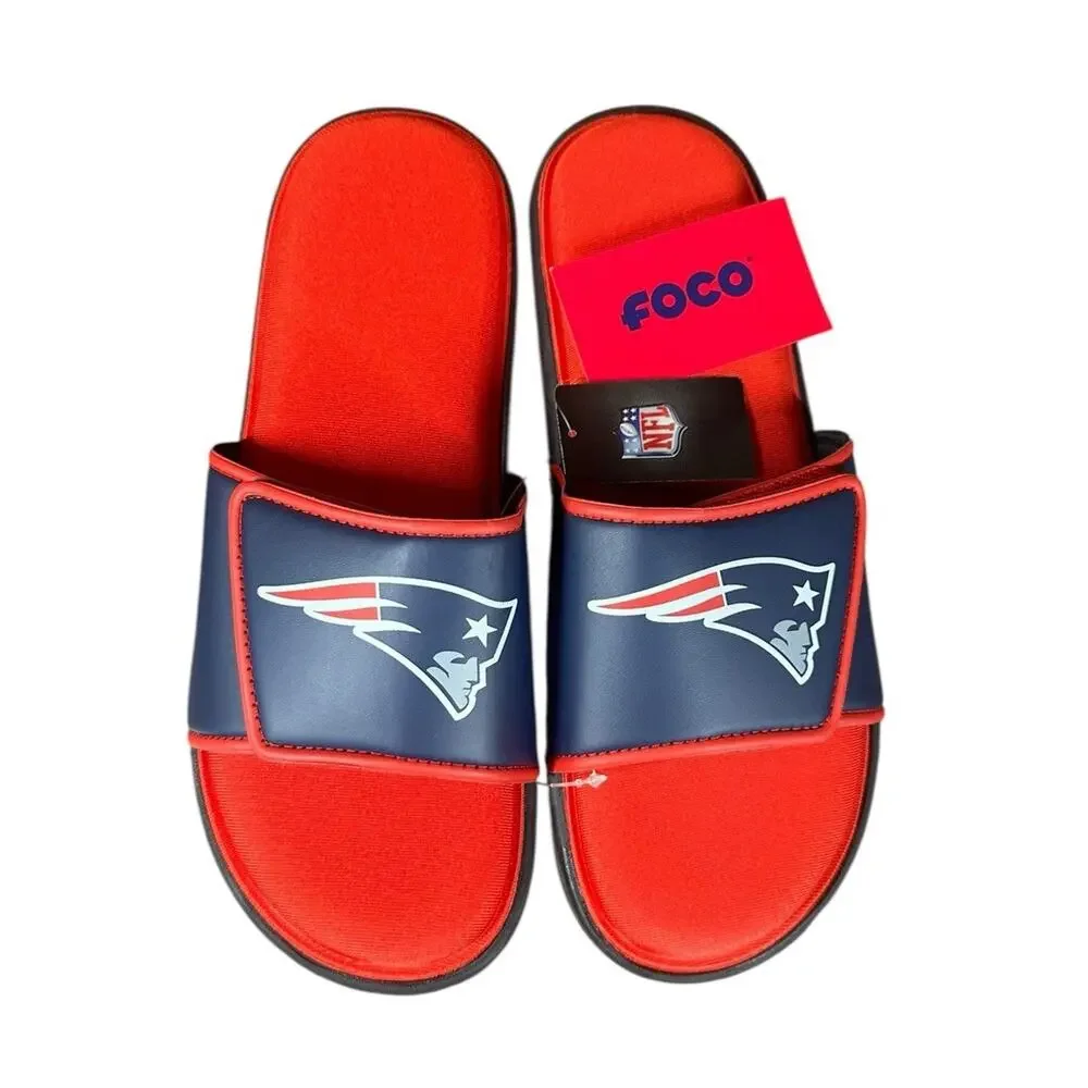 FOCO New England Patriots NFL Mens Memory Foam Sport Slide Sandals XL 13-14‎ NEW